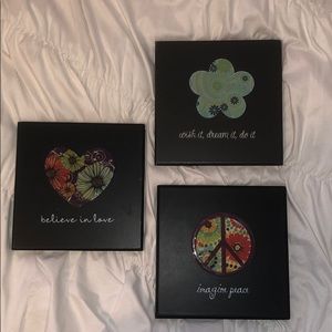 Wooden Wall Signs / Wall Art Set of 3